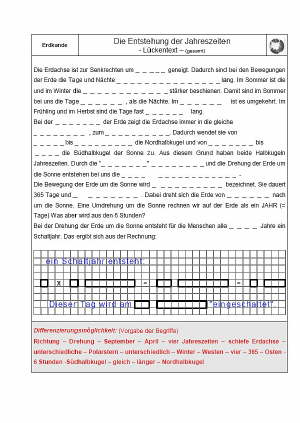 Jahreszeiten L�ckentext L�sung